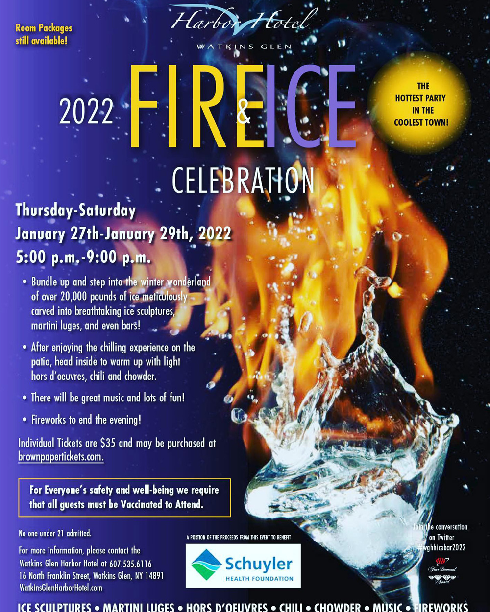  Fire & Ice Celebration at the Watkins Glen Harbor Hotel 2022 ICE BAR in Watkins Glen